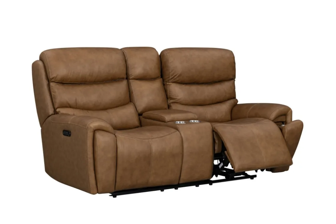 Mor Furniture Bruce 2 Power Console Loveseat In Cognac