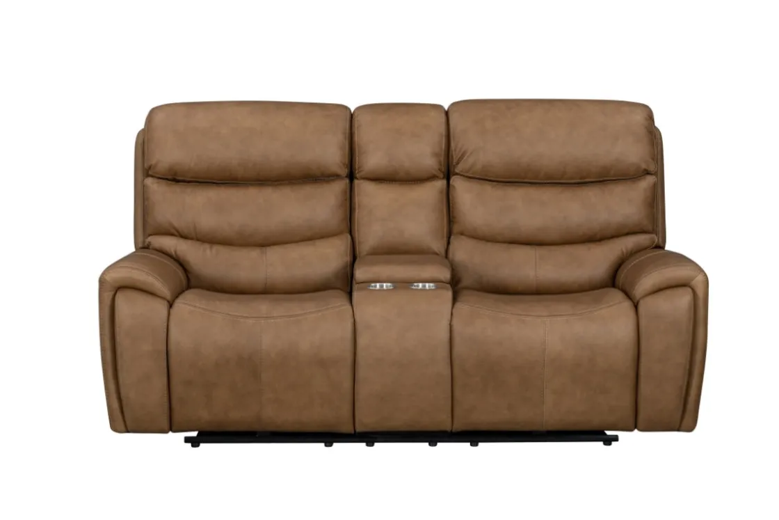Mor Furniture Bruce 2 Power Console Loveseat In Cognac