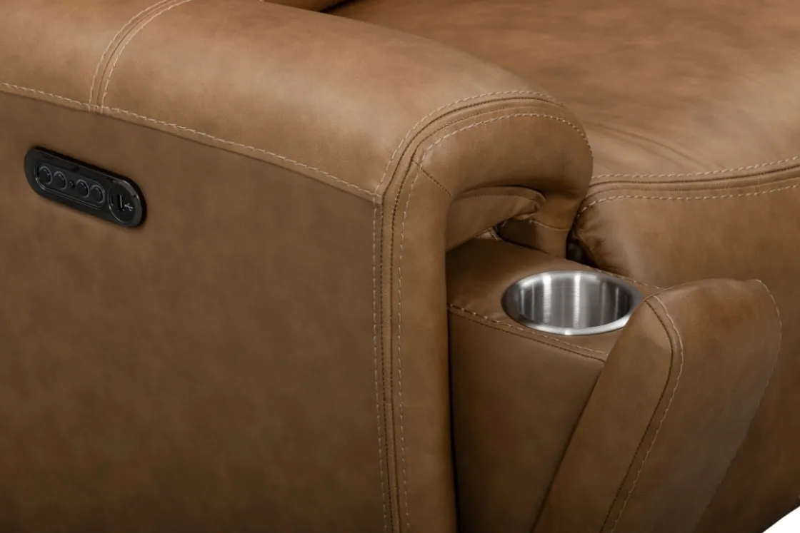 Mor Furniture Bruce 2 Power Console Loveseat In Cognac