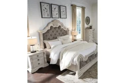 Mor Furniture Bruchandi Upholstered Panel Bed In Antique White, Queen