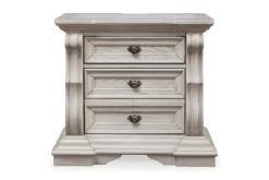 Mor Furniture Bruchandi Upholstered Panel Bed, Dresser, Mirror & Nightstand In Antique White, Queen