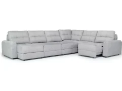 Mor Furniture Bryce 6 Piece Power Sliding Sectional W/ Storage Chaise & Armless Slider In Savannah Coin, Left Facing
