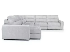 Mor Furniture Bryce 6 Piece Power Sliding Sectional W/ Storage Chaise & Armless Slider In Savannah Coin, Left Facing