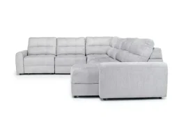 Mor Furniture Bryce 6 Piece Power Sliding Sectional W/ Storage Chaise & Armless Slider In Savannah Coin, Left Facing