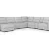 Mor Furniture Bryce 7 Piece Power Sliding Sectional W/ Storage Chaise & Armless Slider In Savannah Coin, Left Facing