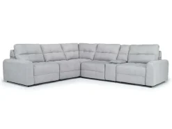 Mor Furniture Bryce 6 Piece Power Sliding Sectional W/ Power Armless Slider In Savannah Coin