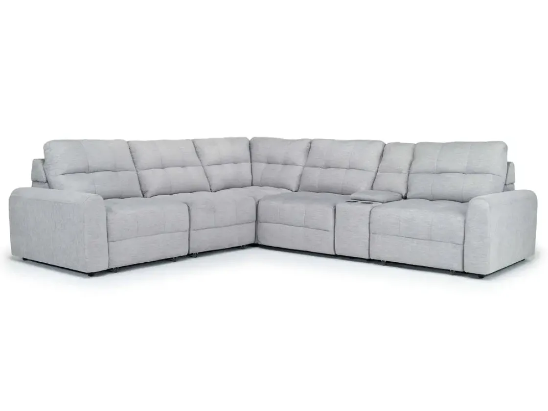 Mor Furniture Bryce 6 Piece Power Sliding Sectional W/ Power Armless Slider In Savannah Coin