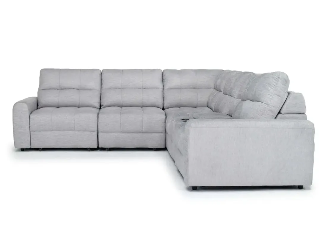 Mor Furniture Bryce 6 Piece Power Sliding Sectional W/ Power Armless Slider In Savannah Coin