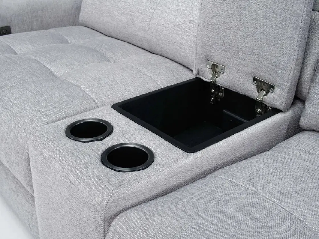 Mor Furniture Bryce 6 Piece Power Sliding Sectional W/ Power Armless Slider In Savannah Coin