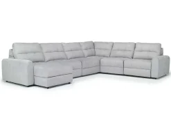 Mor Furniture Bryce 6 Piece Power Storage Chaise Sectional In Savannah Coin, Left Facing