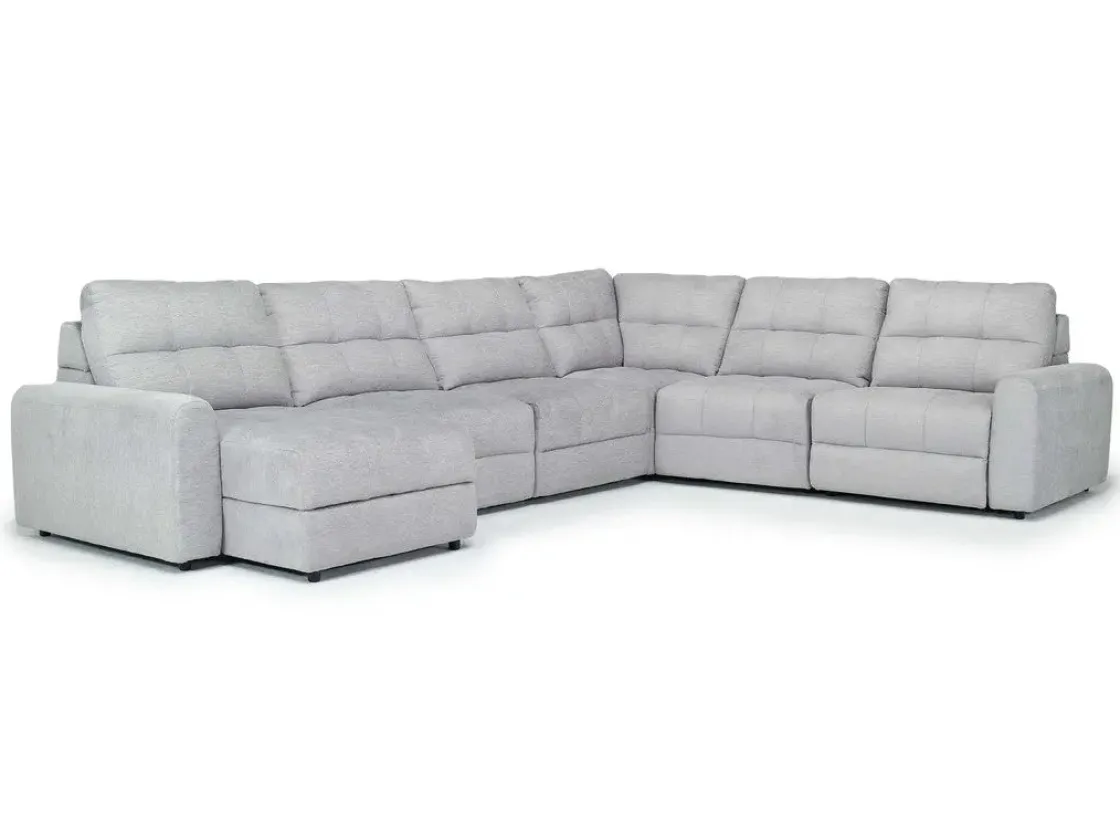 Mor Furniture Bryce 6 Piece Power Storage Chaise Sectional In Savannah Coin, Left Facing