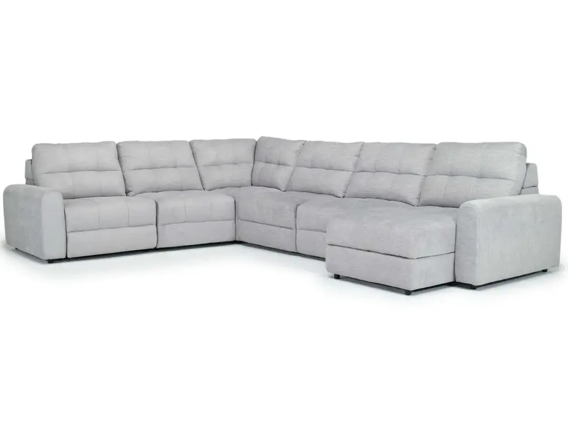 Mor Furniture Bryce 6 Piece Power Storage Chaise Sectional In Savannah Coin, Left Facing