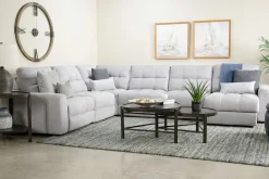 Mor Furniture Bryce 6 Piece Power Storage Chaise Sectional In Savannah Coin, Left Facing
