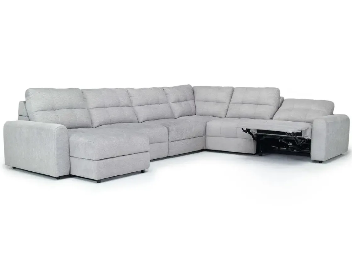 Mor Furniture Bryce 6 Piece Power Storage Chaise Sectional In Savannah Coin, Left Facing