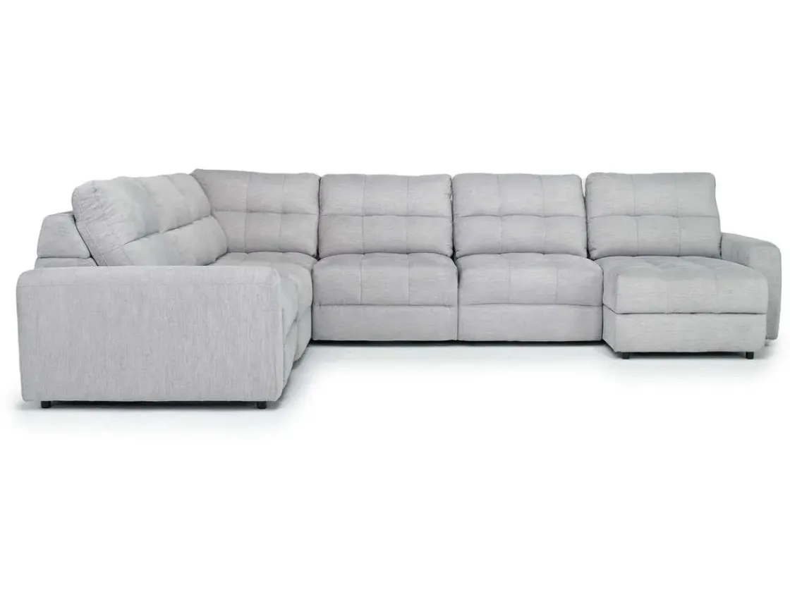 Mor Furniture Bryce 6 Piece Power Storage Chaise Sectional In Savannah Coin, Left Facing