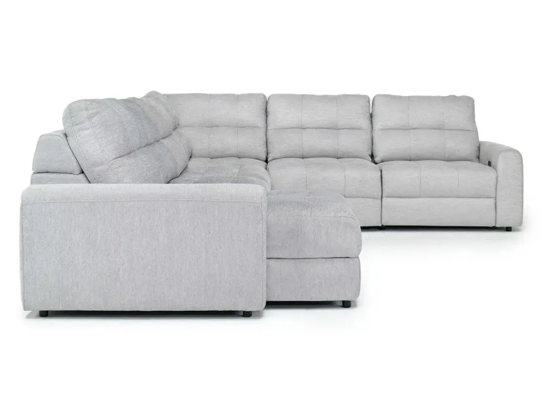 Mor Furniture Bryce 6 Piece Power Storage Chaise Sectional In Savannah Coin, Left Facing