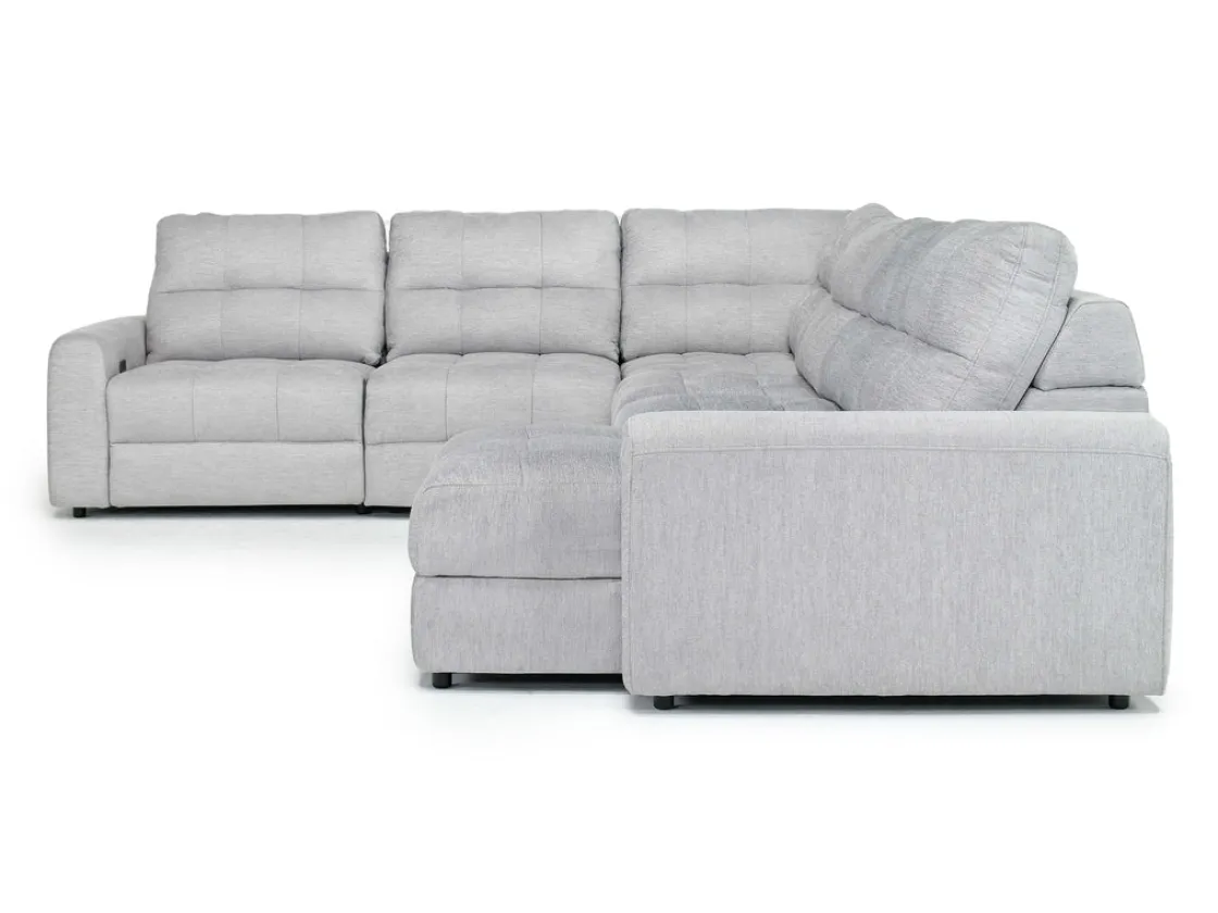 Mor Furniture Bryce 6 Piece Power Storage Chaise Sectional In Savannah Coin, Left Facing