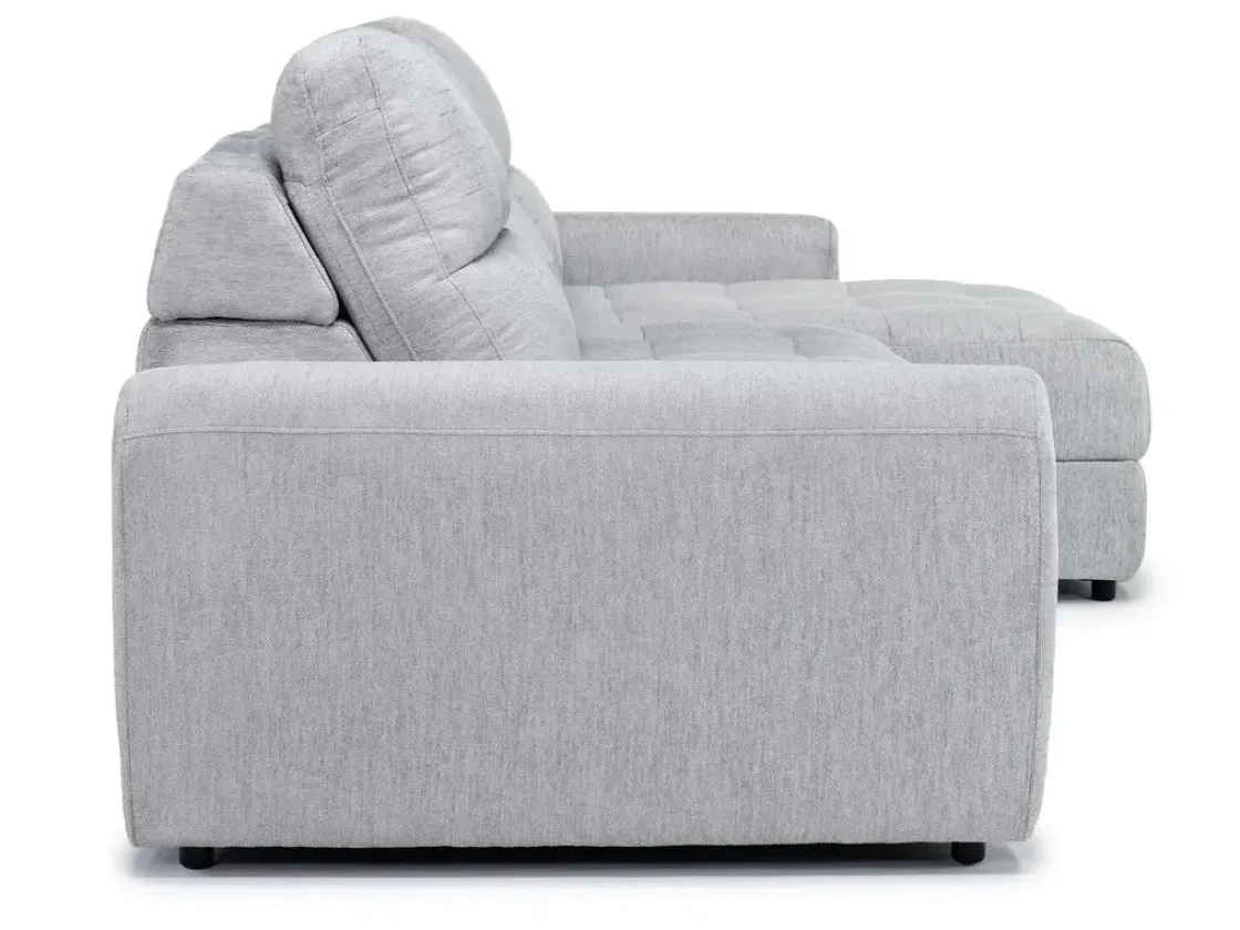 Mor Furniture Bryce Power Slider Sofa Storage Chaise In Savannah Coin, Left Facing