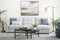 Mor Furniture Bryce Power Slider Sofa Storage Chaise In Savannah Coin, Left Facing