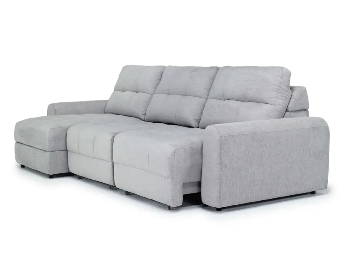 Mor Furniture Bryce Power Slider Sofa Storage Chaise In Savannah Coin, Left Facing