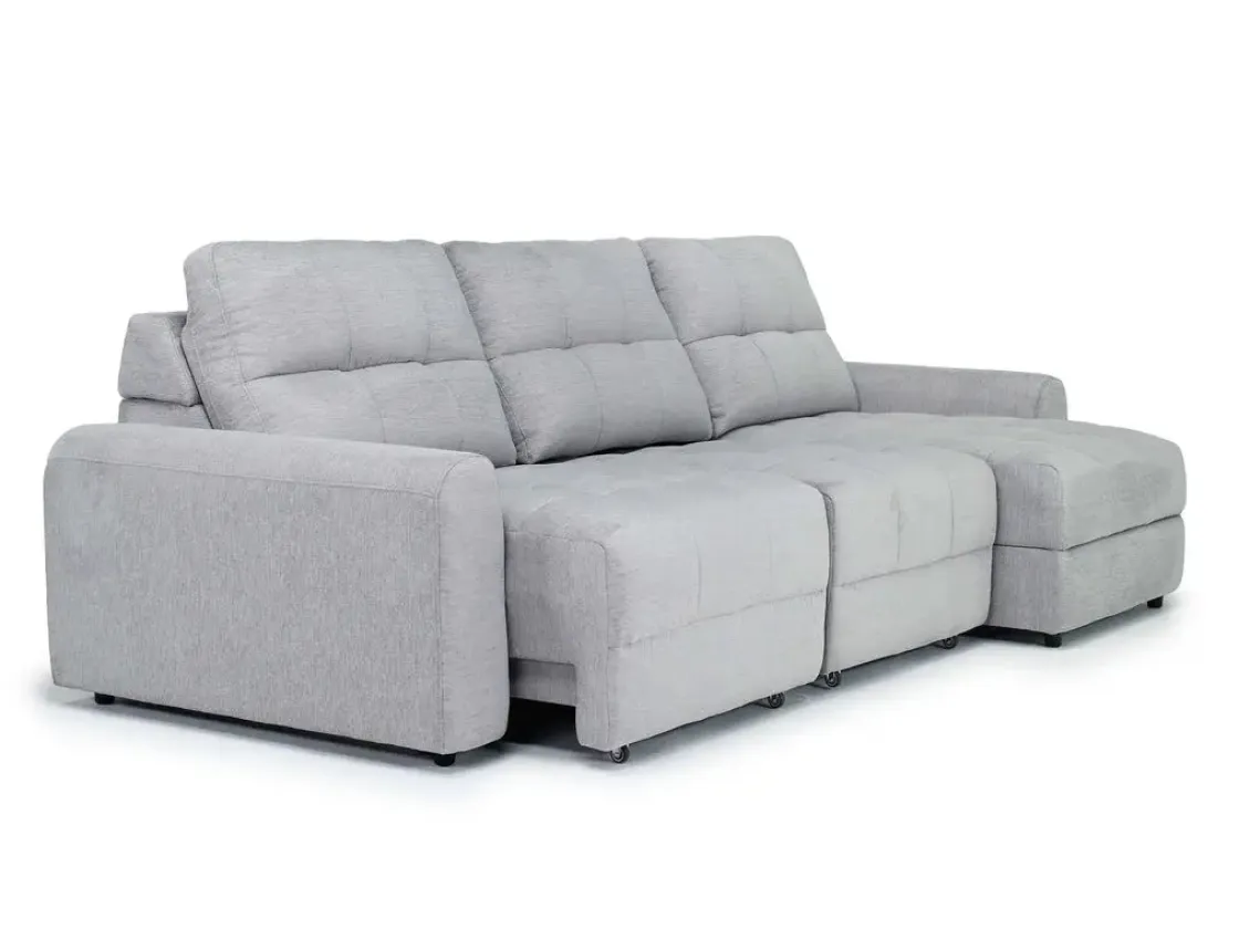Mor Furniture Bryce Power Slider Sofa Storage Chaise In Savannah Coin, Left Facing
