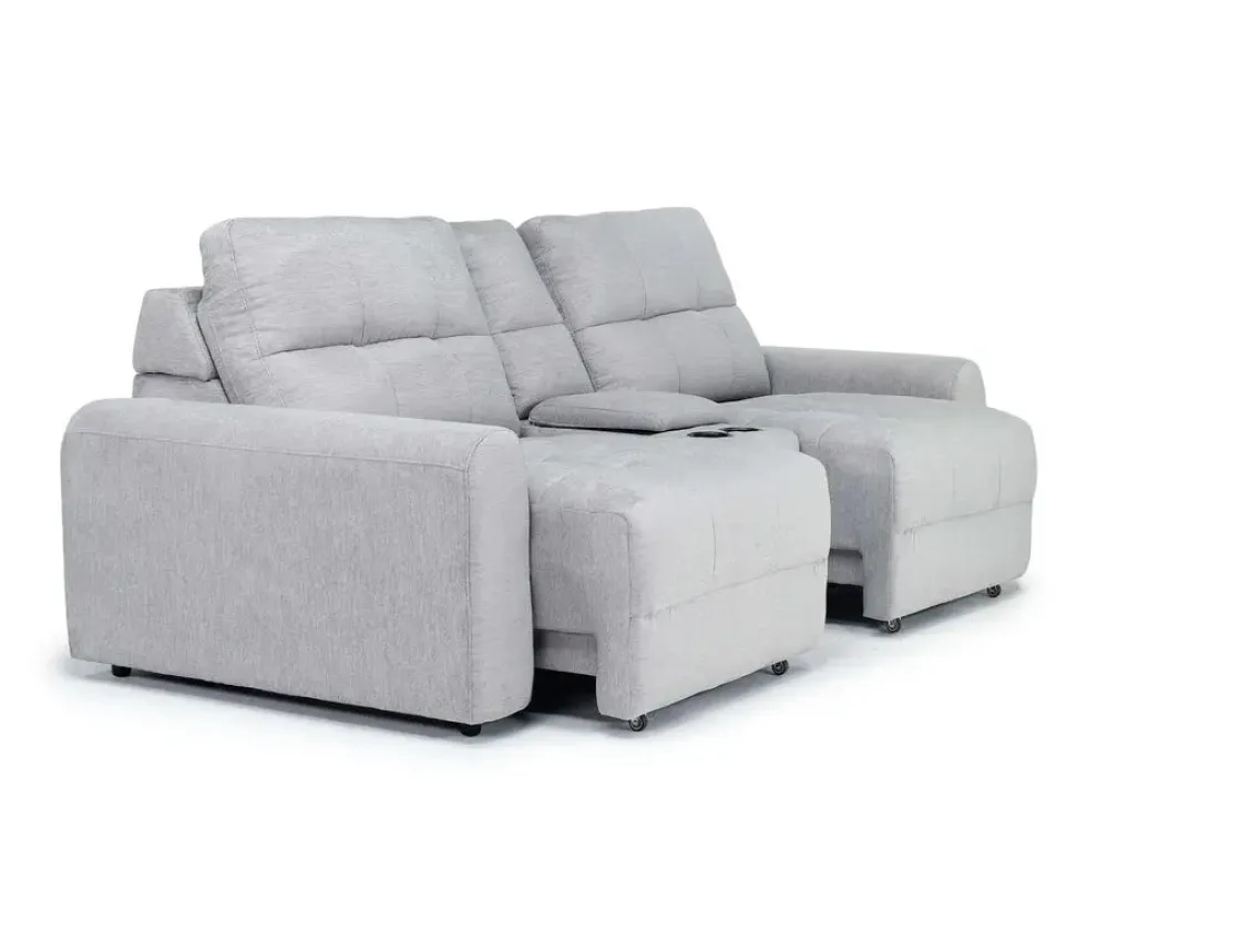 Mor Furniture Bryce Power Sliding Console Loveseat In Savannah Coin