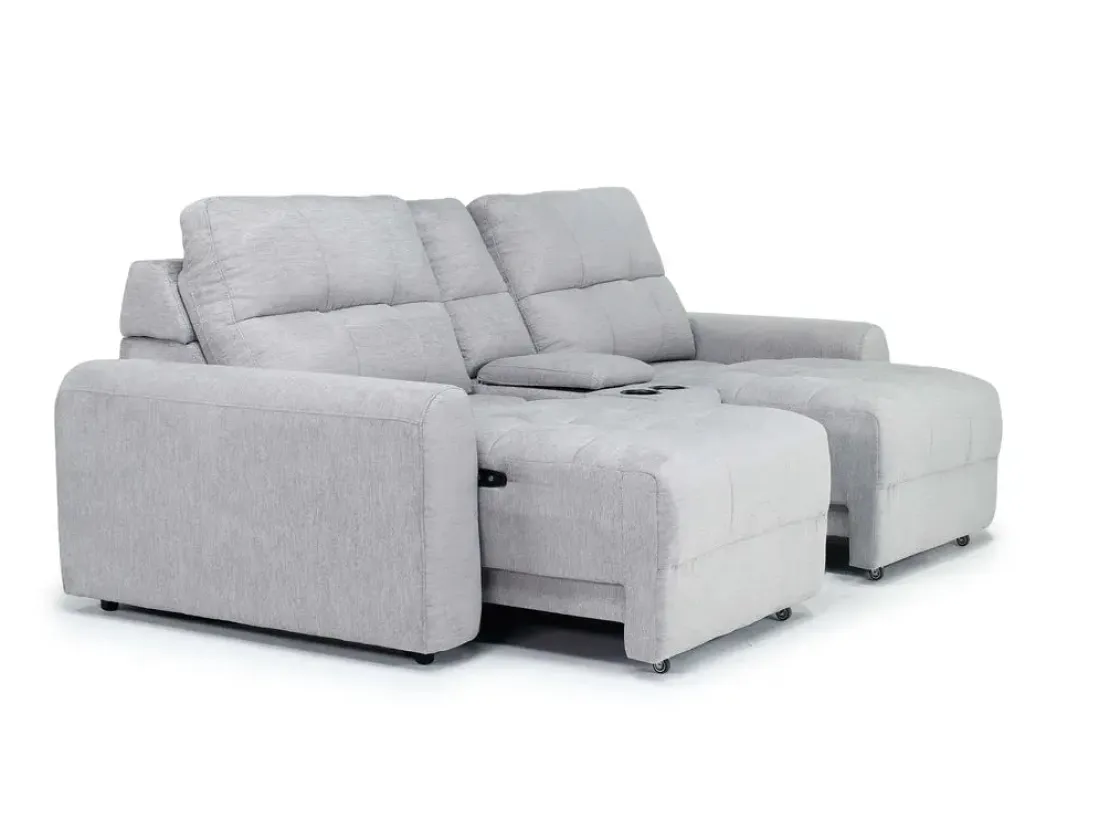 Mor Furniture Bryce Power Sliding Console Loveseat In Savannah Coin