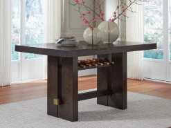 Mor Furniture Burkhaus Counter Height Dining Table & 6 Stools In Beige/Dark Brown