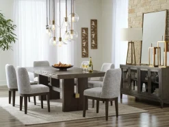 Mor Furniture Burkhaus Extendable Dining Table & 6 Chairs In Biege/Dark Brown