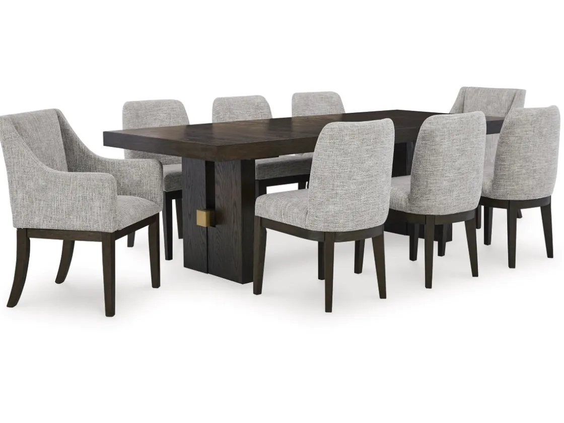 Mor Furniture Burkhaus Extendable Dining Table, 6 Chairs & 2 Arm Chairs In Biege/Dark Brown