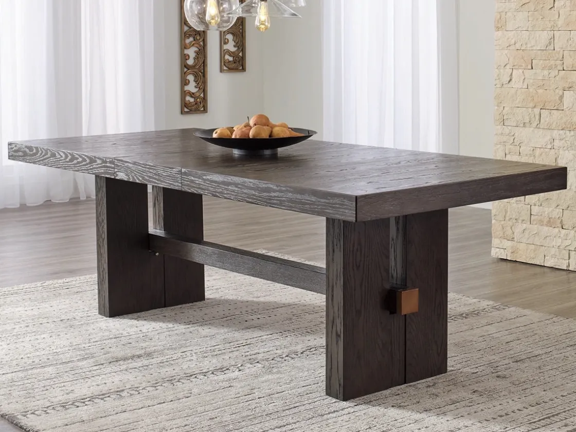 Mor Furniture Burkhaus Extendable Dining Table & 4 Chairs In Biege/Dark Brown