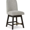 Mor Furniture Burkhaus Upholstered Counter Height Swivel Stool In Beige/Dark Brown