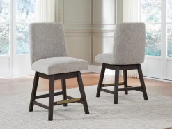 Mor Furniture Burkhaus Upholstered Counter Height Swivel Stool In Beige/Dark Brown