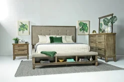 Mor Furniture Cagney Upholstered Panel Bed W/ Storage, Dresser, Mirror & Nightstand In Gray, Queen