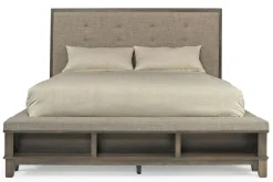 Mor Furniture Cagney Upholstered Panel Bed W/ Storage, Dresser, Mirror & Nightstand In Gray, Queen