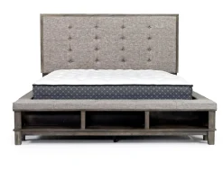 Mor Furniture Cagney Upholstered Panel Bed W/ Storage, Dresser, Mirror & Nightstand In Gray, Queen