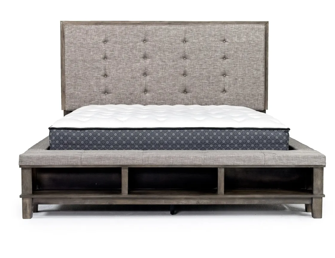 Mor Furniture Cagney Upholstered Panel Bed W/ Storage, Dresser, Mirror & Nightstand In Gray, Queen