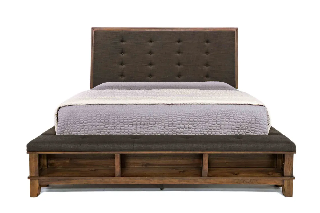 Mor Furniture Cagney Upholstered Panel Bed W/ Storage In Gray, Queen