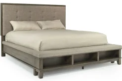 Mor Furniture Cagney Upholstered Panel Bed W/ Storage In Gray, Queen