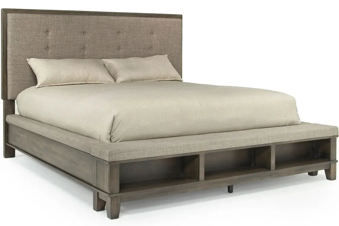 Mor Furniture Cagney Upholstered Panel Bed W/ Storage In Gray, Queen