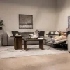 Mor Furniture Cam 6 Piece 2 Power Theater Sectional W/ Immersive Sound In Ajax Smoke Leather