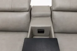 Mor Furniture Cam 6 Piece 2 Power Theater Sectional W/ Immersive Sound In Ajax Smoke Leather