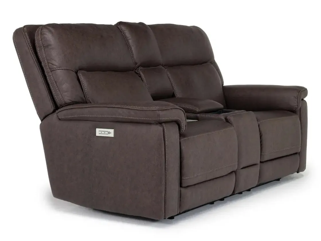 Mor Furniture Cannes 3 Power Theater Console Loveseat W/ Immersive Sound In Jumbo Bark
