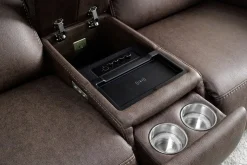 Mor Furniture Cannes 3 Power Theater Console Loveseat W/ Immersive Sound In Jumbo Bark