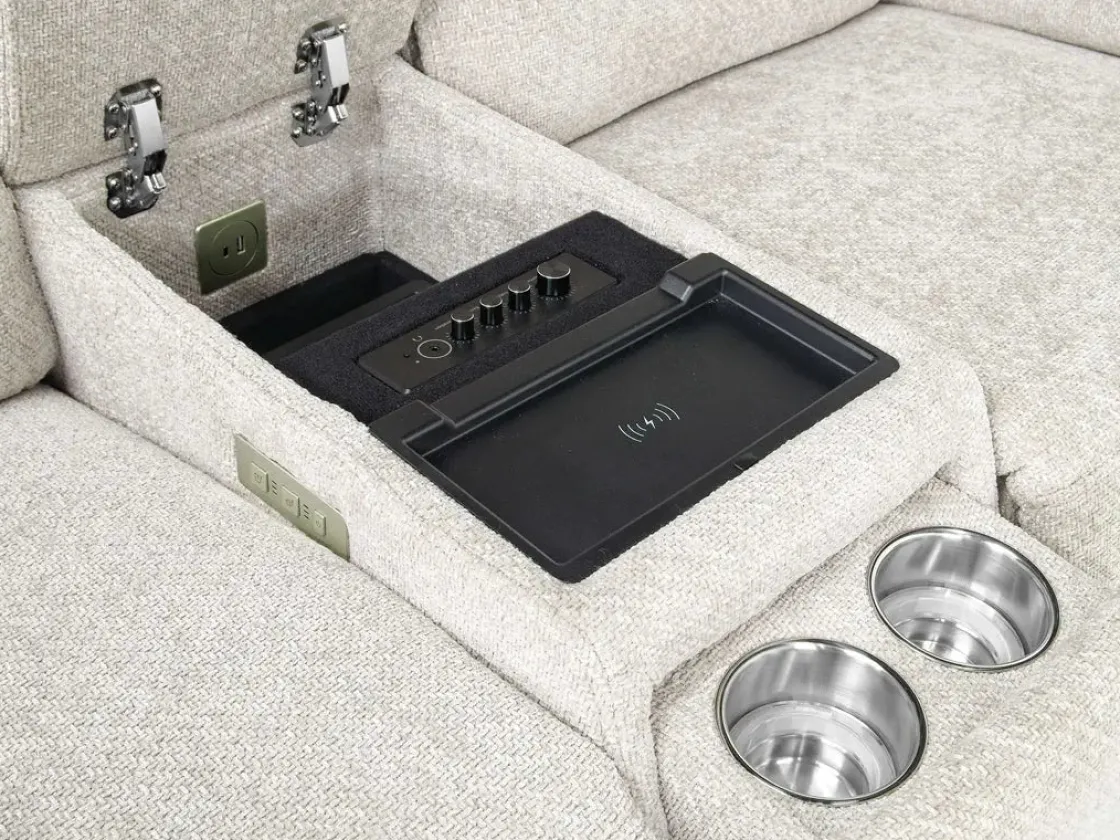 Mor Furniture Cannes 3 Power Theater Console Loveseat W/ Immersive Sound In Jumbo Bark