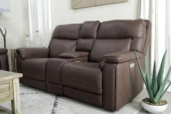 Mor Furniture Cannes 3 Power Theater Console Loveseat W/ Immersive Sound In Jumbo Bark