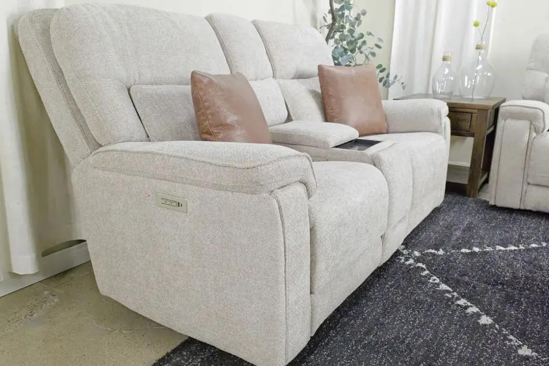 Mor Furniture Cannes 3 Power Theater Console Loveseat W/ Immersive Sound In Jumbo Bark