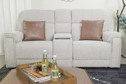 Mor Furniture Cannes 3 Power Theater Console Loveseat W/ Immersive Sound In Jumbo Bark