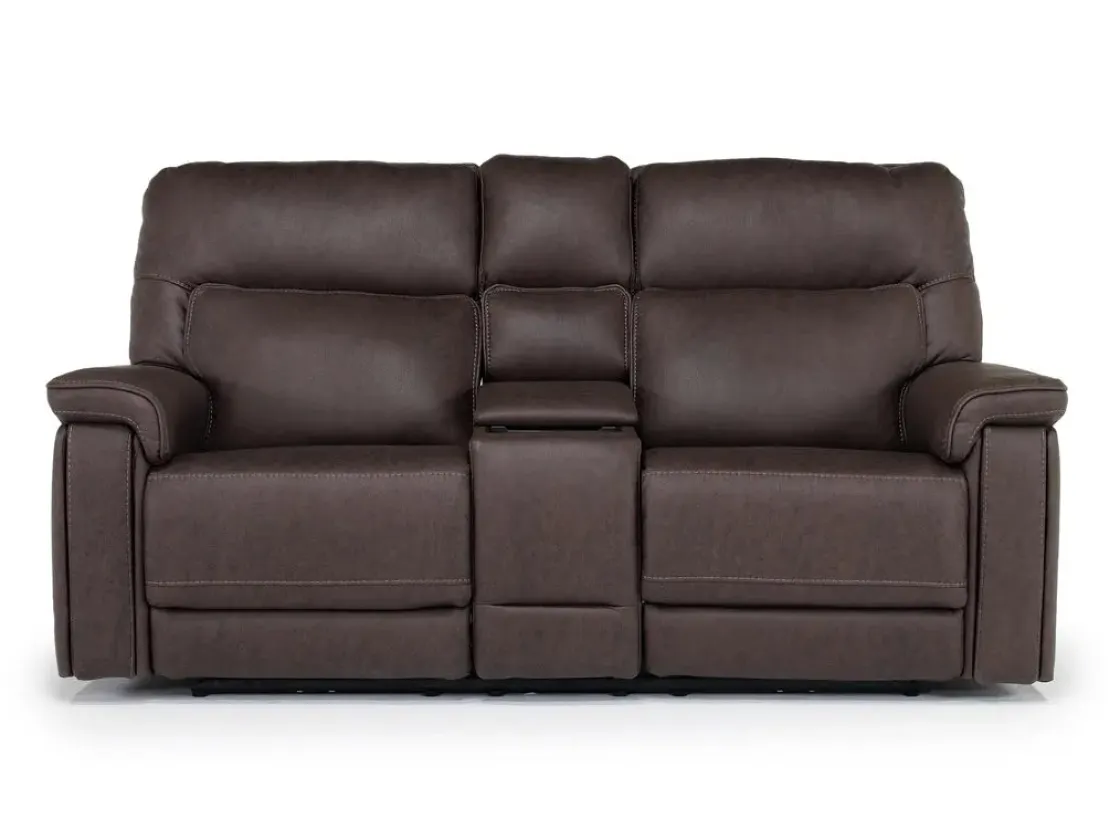 Mor Furniture Cannes 3 Power Theater Console Loveseat W/ Immersive Sound In Jumbo Bark