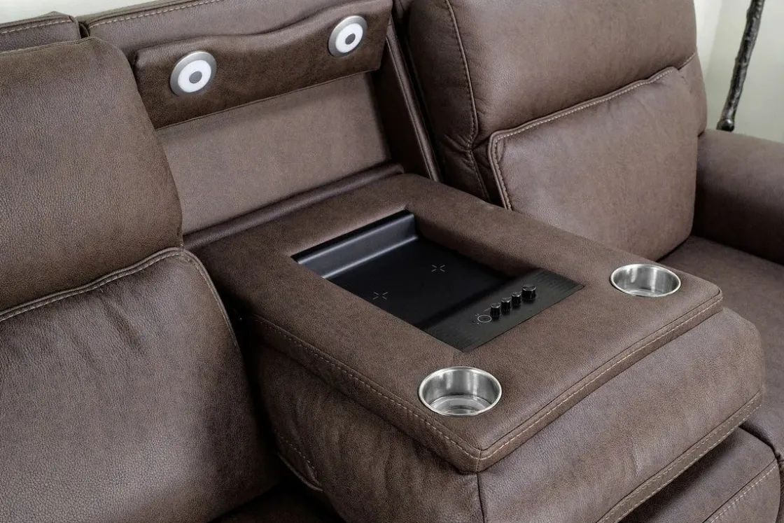 Mor Furniture Cannes 3 Power Theater Sofa W/ Immersive Sound In Maze Tan